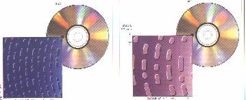 Comparacin del tamao entre los "pits" de un DVD y de un CD