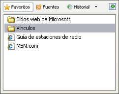 Barra de herramientas de Internet Explorer 7 con el centro de Favoritos