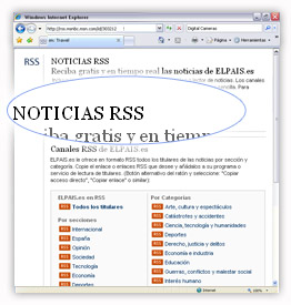 Internet Explorer 7 con fuentes RSS