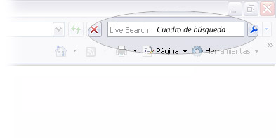 Barra de herramientas de Internet Explorer 7 con el cuadro de bsqueda